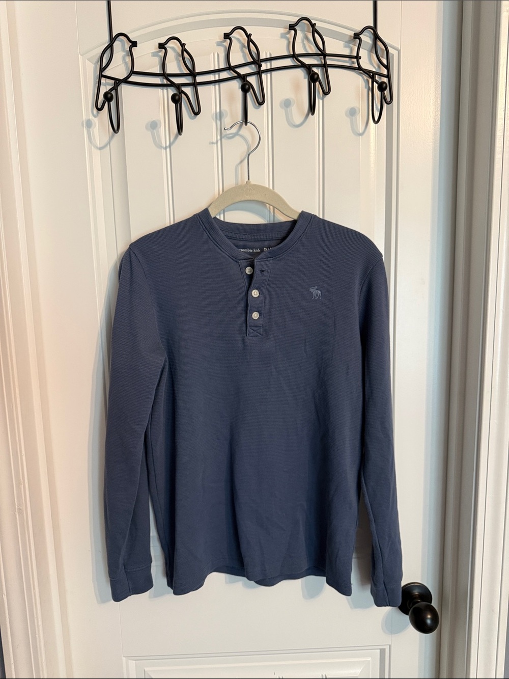 Boys 15/16 Abercrombie & Fitch Kids Slate Blue Long-Sleeve Henley